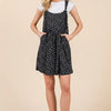 BOMBOM Floral Print Overalls with Pockets - BLACK