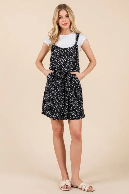 BOMBOM Floral Print Overalls with Pockets - Farnelli