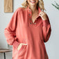 First Love Grommet Split Neck Kangaroo Pocket Sweatshirt - Farnelli
