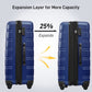 HouseOfZazla 3-piece hardside spinner luggage set with TSA locks in blue, purple, pink, and beige