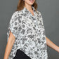 Umgee Full Size Two Tone Floral Print Top Plus Size - Farnelli