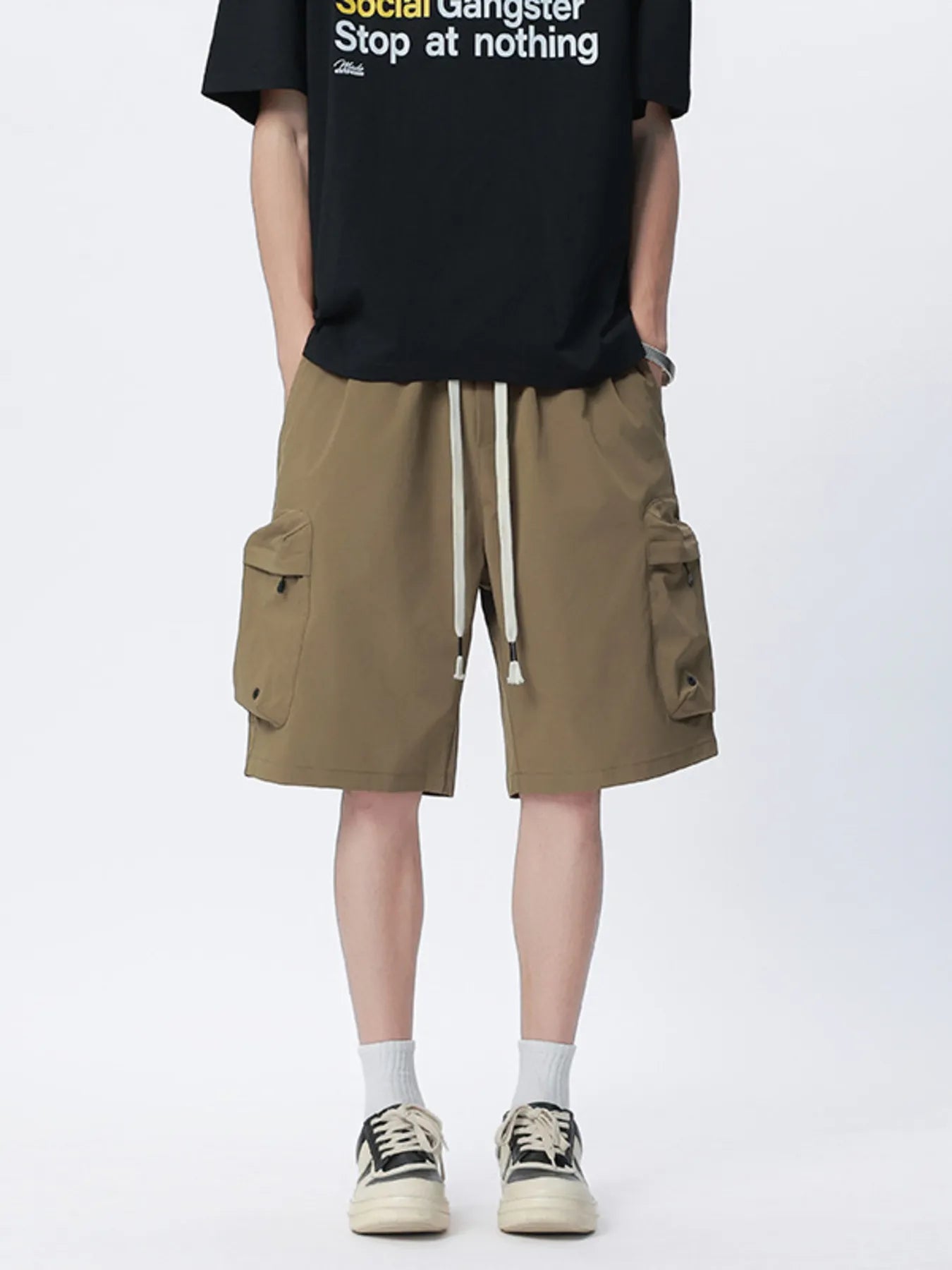 Men's Plus Size Drawstring Cargo Shorts - Farnelli