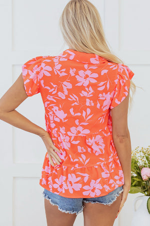 Karla Floral Collared Button Blouse - Farnelli