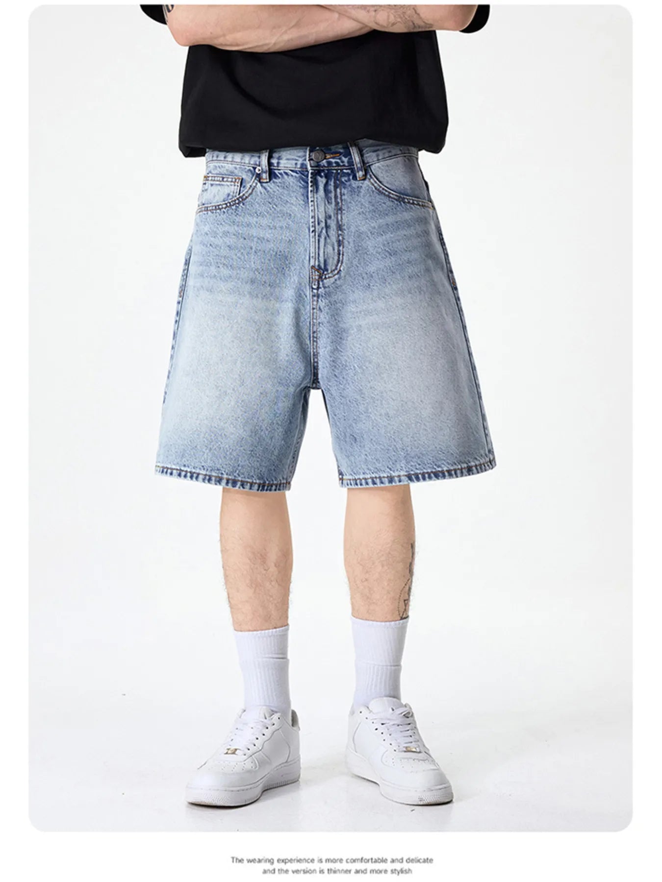 Men's Wide Leg Denim Shorts - Farnelli