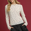 Umgee Bow Print Lightweight Knit Top - Cream
