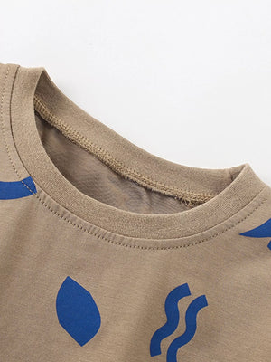 Children's Dinosaur Round Neck Top and Shorts Set - Farnelli