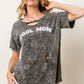 BiBi Washed Laser Cut Detail Cool Mom Print Top - Farnelli