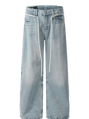 Men's High Waist Washed Straight Jeans - Farnelli