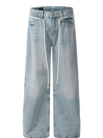 Men's High Waist Washed Straight Jeans - Farnelli