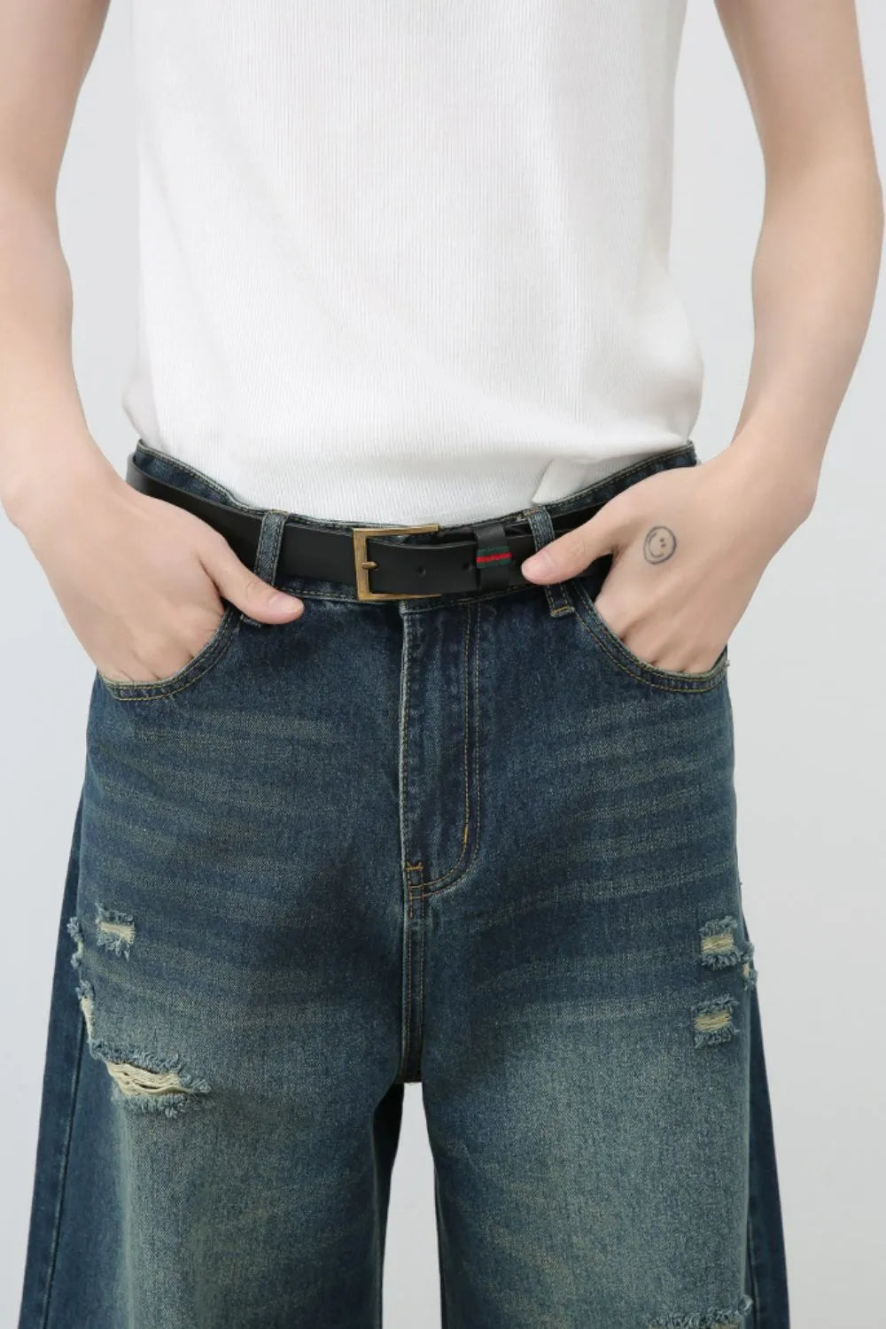 Men's Distressed Wide Leg Jeans - Farnelli
