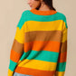 SO ME Multi Color Stripe Sweater with Ribbed Detail - Farnelli