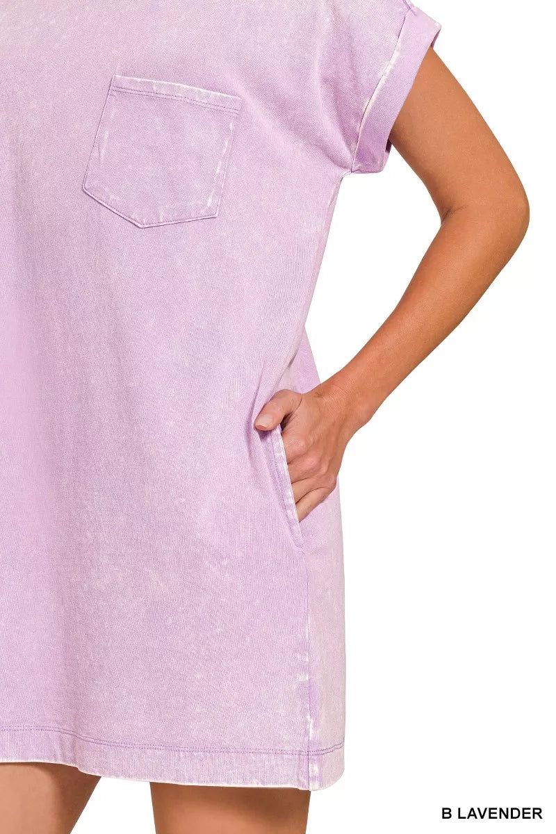 Zenana Premium Cotton Washed T-Shirt Dress - Farnelli