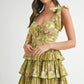 MABLE Floral Print Shoulder Tie Layered Mini Dress - Farnelli