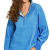 Zenana Ribbed Two Tone Half Zip Sweater - OCEAN BLUE/SKY BLUE
