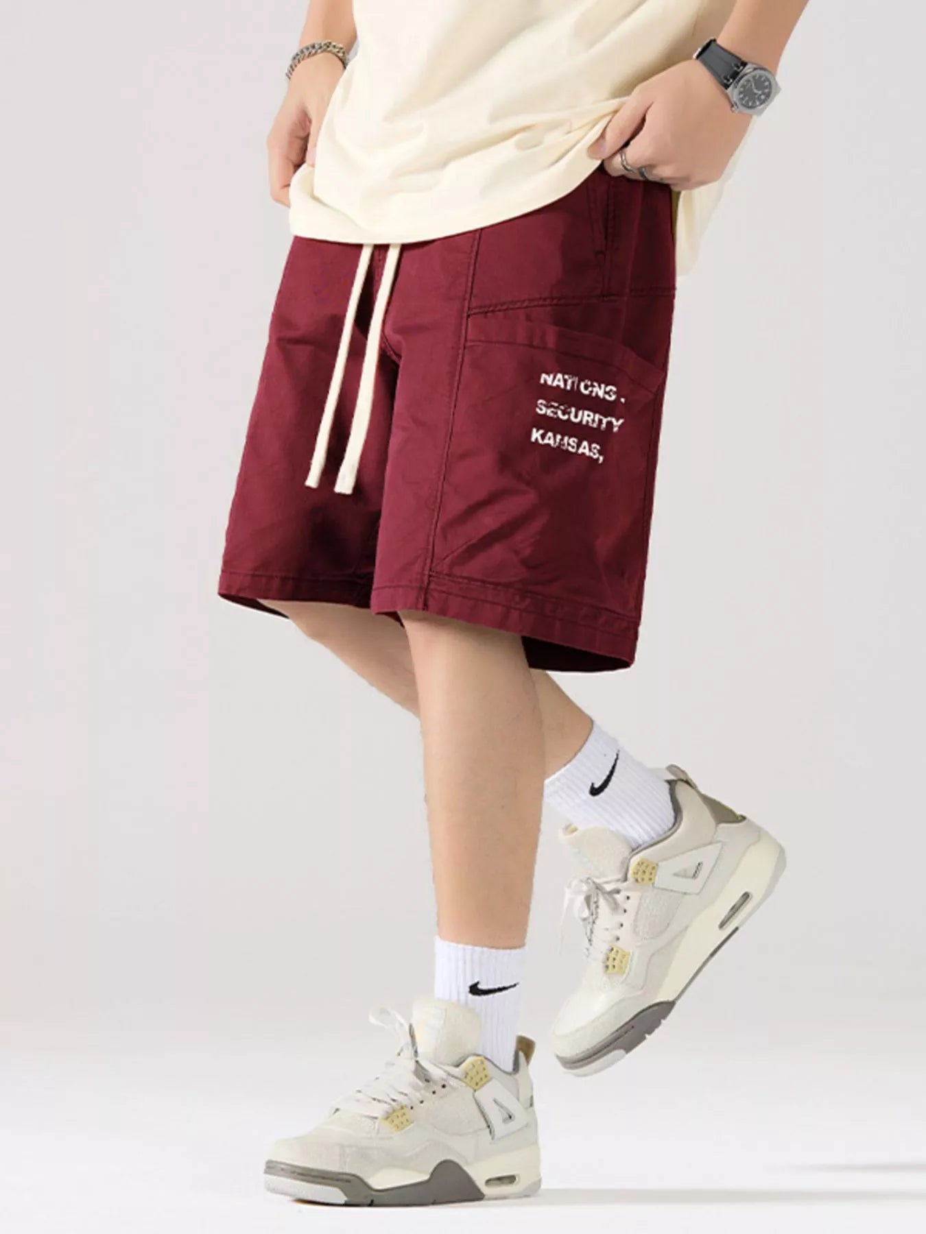 Men's Full Size Casual Cargo Shorts with Drawstring Plus Size - Farnelli