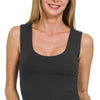 Zenana Double Layered Cropped Tank Top - BLACK
