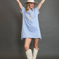 Umgee Peace Plaid Applique Short Sleeve Mini Dress - Farnelli