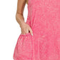 Zenana Acid Crinkle Washed Spaghetti Strap Romper - Farnelli
