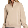 Zenana Fleece Half Zip Sweatshirt - ASH MOCHA