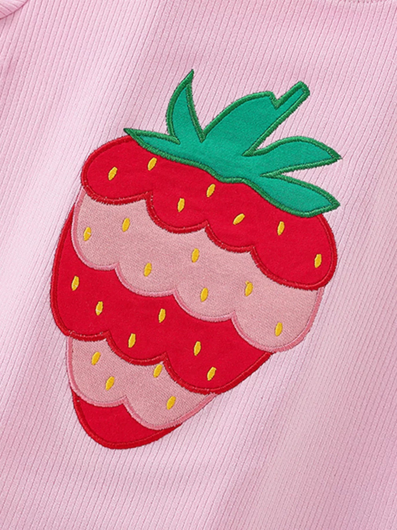 Children's Strawberry Round Neck Tee and Shorts Set - Farnelli