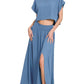 Zenana Woven Crinkle Gauze Crop Tee and Skirt Set - Farnelli