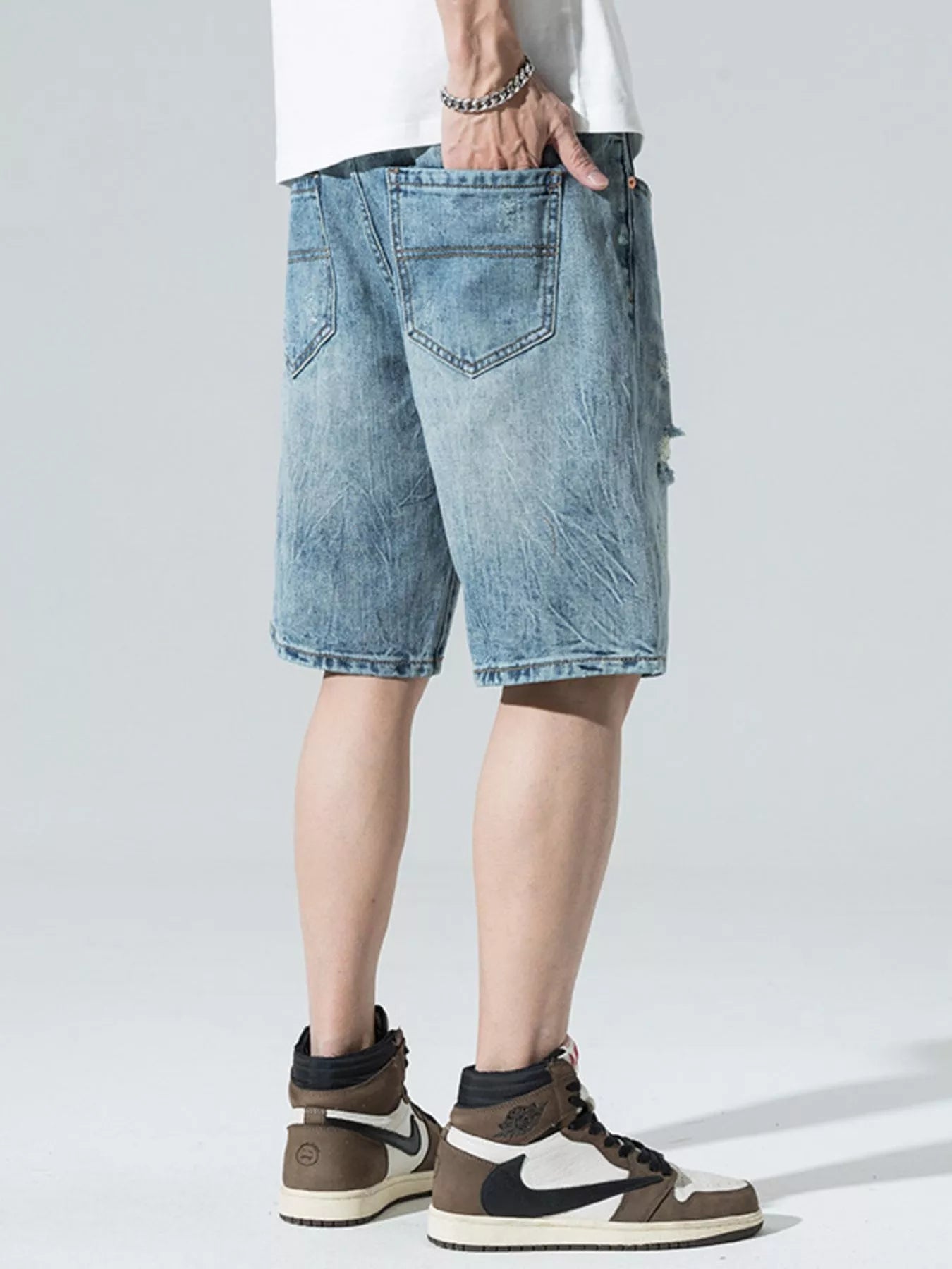 Men's Distressed Denim Shorts - Farnelli