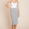 BOMBOM Elastic Waist Pencil Skirt - Heather Gray