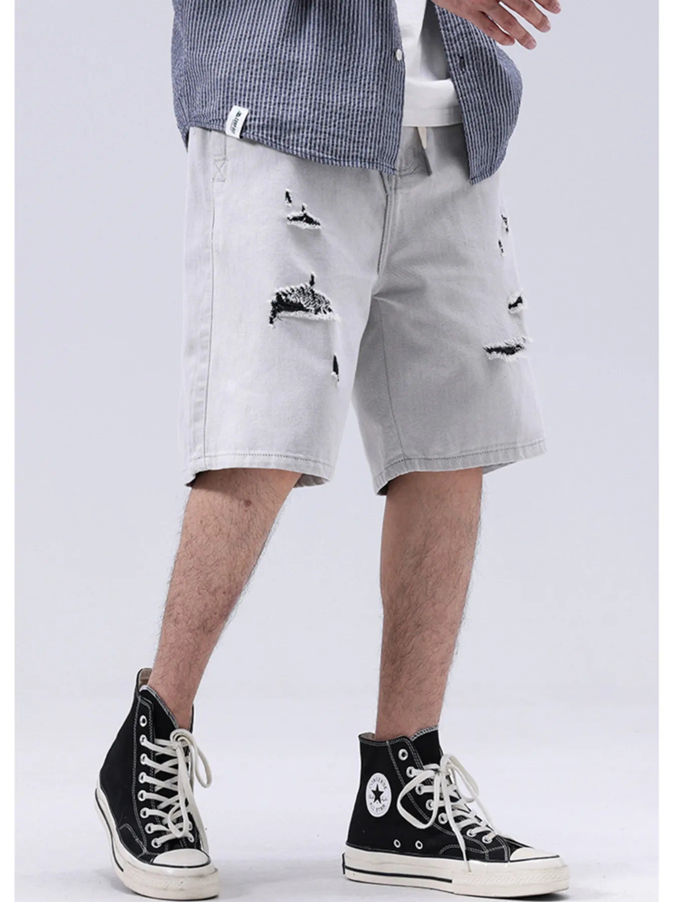 Men's Distressed Loose Fit Denim Shorts - Farnelli