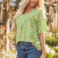 Yusra FloralRuffle Sleeve V Neck Blouse - Farnelli