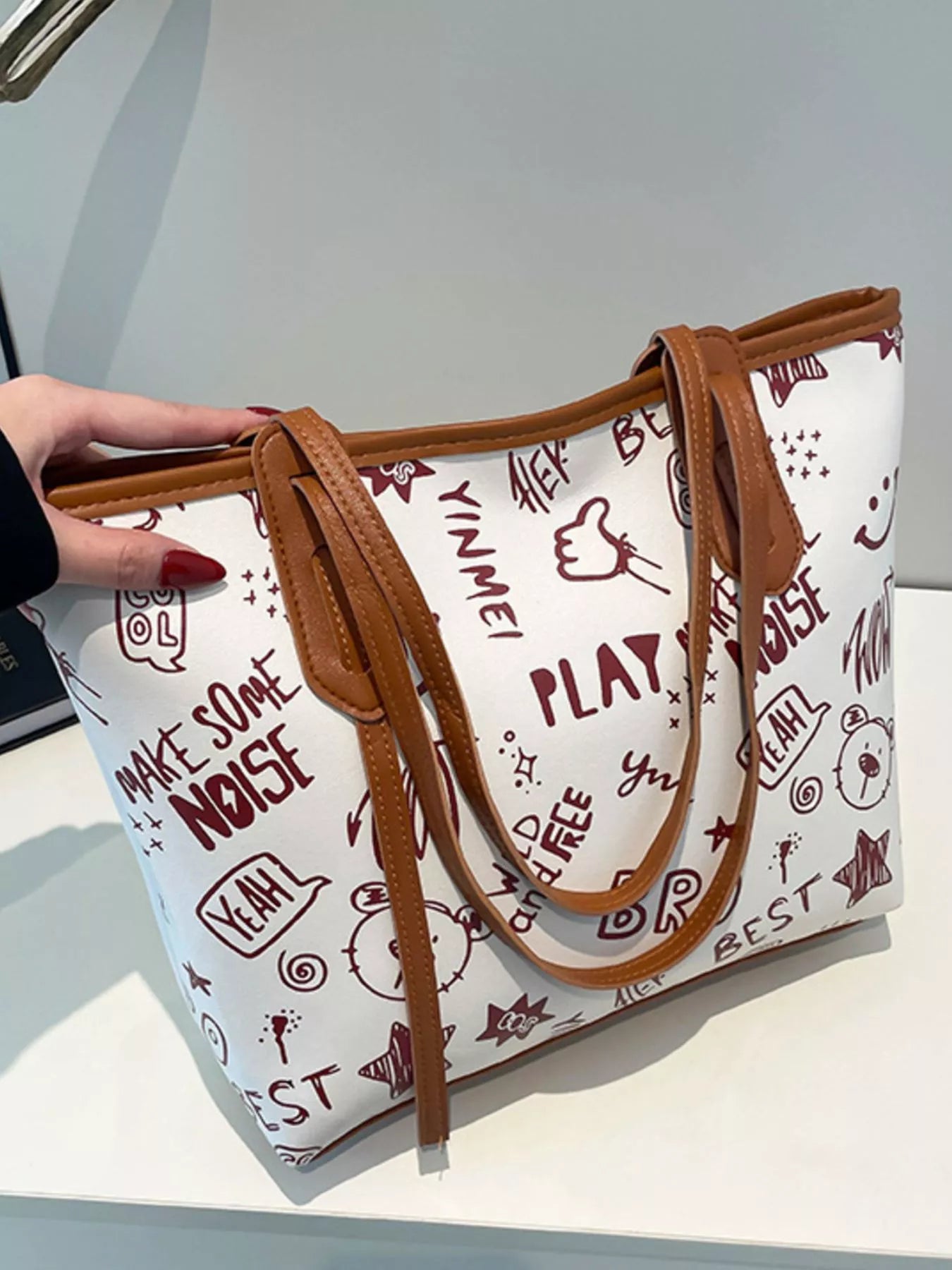 Graffiti Print Casual Tote Bag - Farnelli