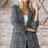 First Love Full Size Lurex Mixed Tweed One Button Blazer - Black/White