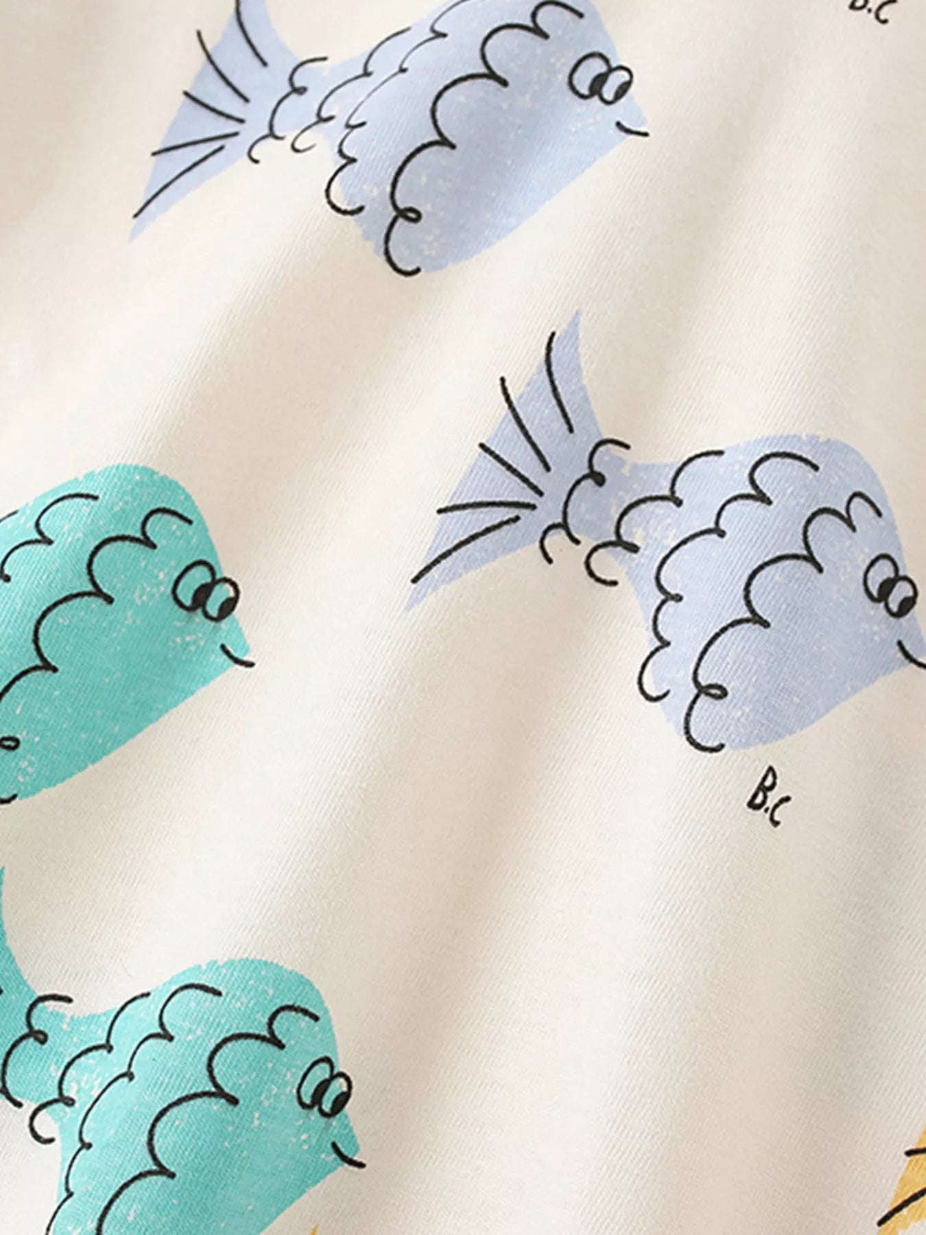Children's Fish Print Round Neck T-Shirt - Farnelli