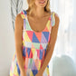 BiBi Multi Color Block Brushed Tied Ribbon Shoulder Top - Farnelli