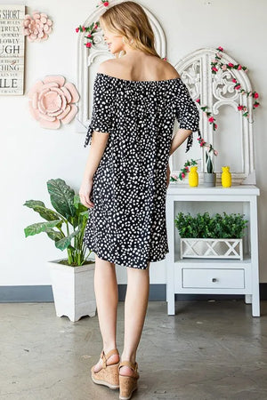 Heimish Full Size Short Sleeve Off Shoulder Animal Mini Dress Plus Size - Farnelli