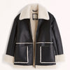 Black Women B3 RAF Aviator Brown Flight Shearling Leather Jacket - Black
