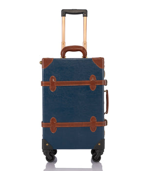 COTRUNKAGE SarahFace Large Check-in suitcase in navy blue with sturdy handle and wheels, designed for travel and large luggage.
