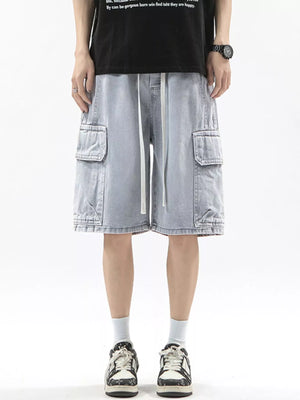 Men's Full Size Wash Drawstring Cargo Shorts Plus Size - Farnelli