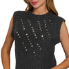 Zenana Openwork Textured Wool Sweater Vest - BLACK