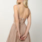Juliet 201 Plunging V-Neckline Long Glitter Dress A-Line