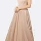 Juliet 201 Plunging V-Neckline Long Glitter Dress A-Line