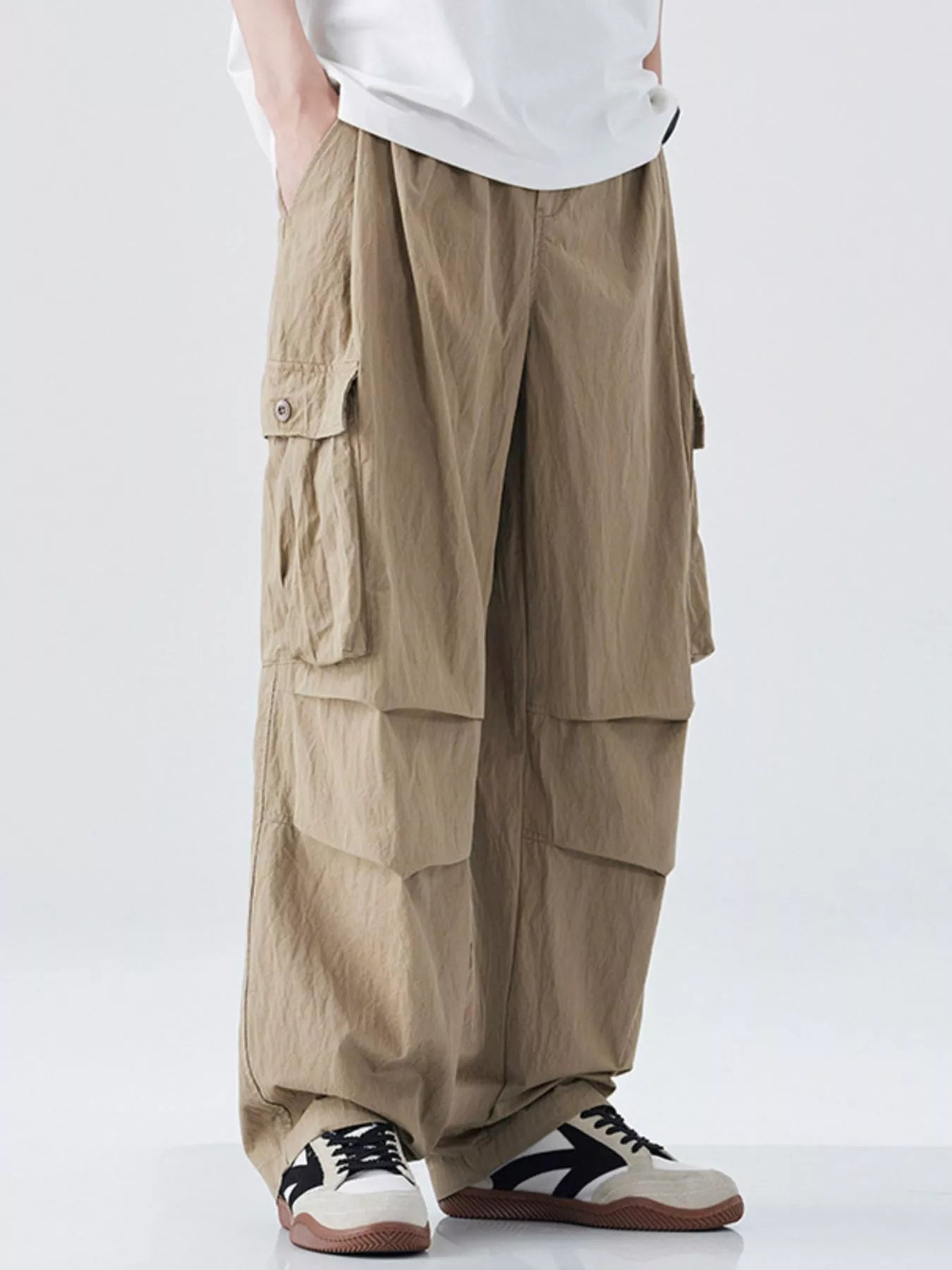 Men's Drawstring Wide Leg Cargo Pants - Farnelli