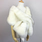 Ivory With Black Tips Fur Shawl - Plus Size Bride (Lilian Wht03)