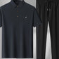 Men's Plus Size Button Detail Short Sleeve Polo and Pants Set - Farnelli