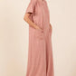 Mittoshop Button Detail Short Sleeve Wide Leg Jumpsuit - Farnelli
