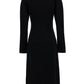 Ferragamo Women Midi Black Dress With Cut-Out And Long Sleeve In Viscose Blend Woman