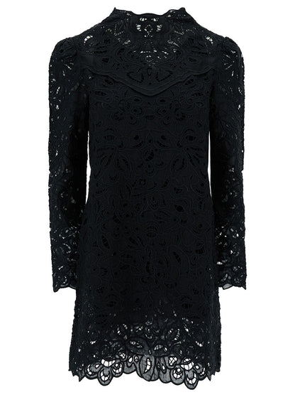 Isabel Marant Women 'Daphne' Mini Black Dress With Flower Embroidery In Guipure Woman