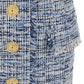 Balmain Women Blue Dress With Frayed Details In Tweed Woman