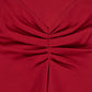 Victoria Beckham Women Red Crewneck Midi Dress With Gathered Waist And Rear Zip Closure In Viscose Blend Woman