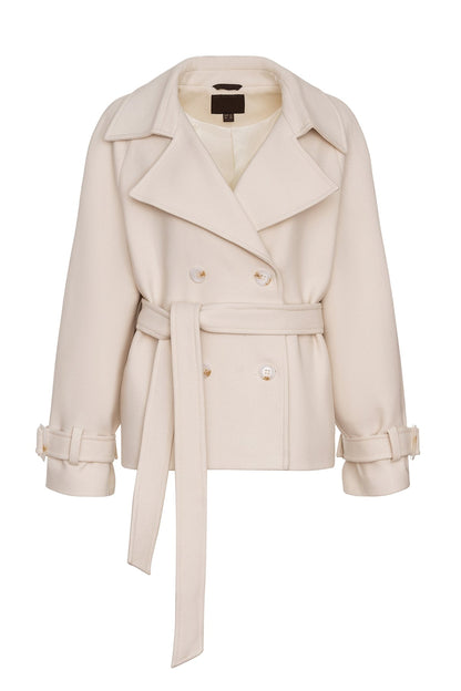 Megan Tailored Wool Blend Coat in Ivory
