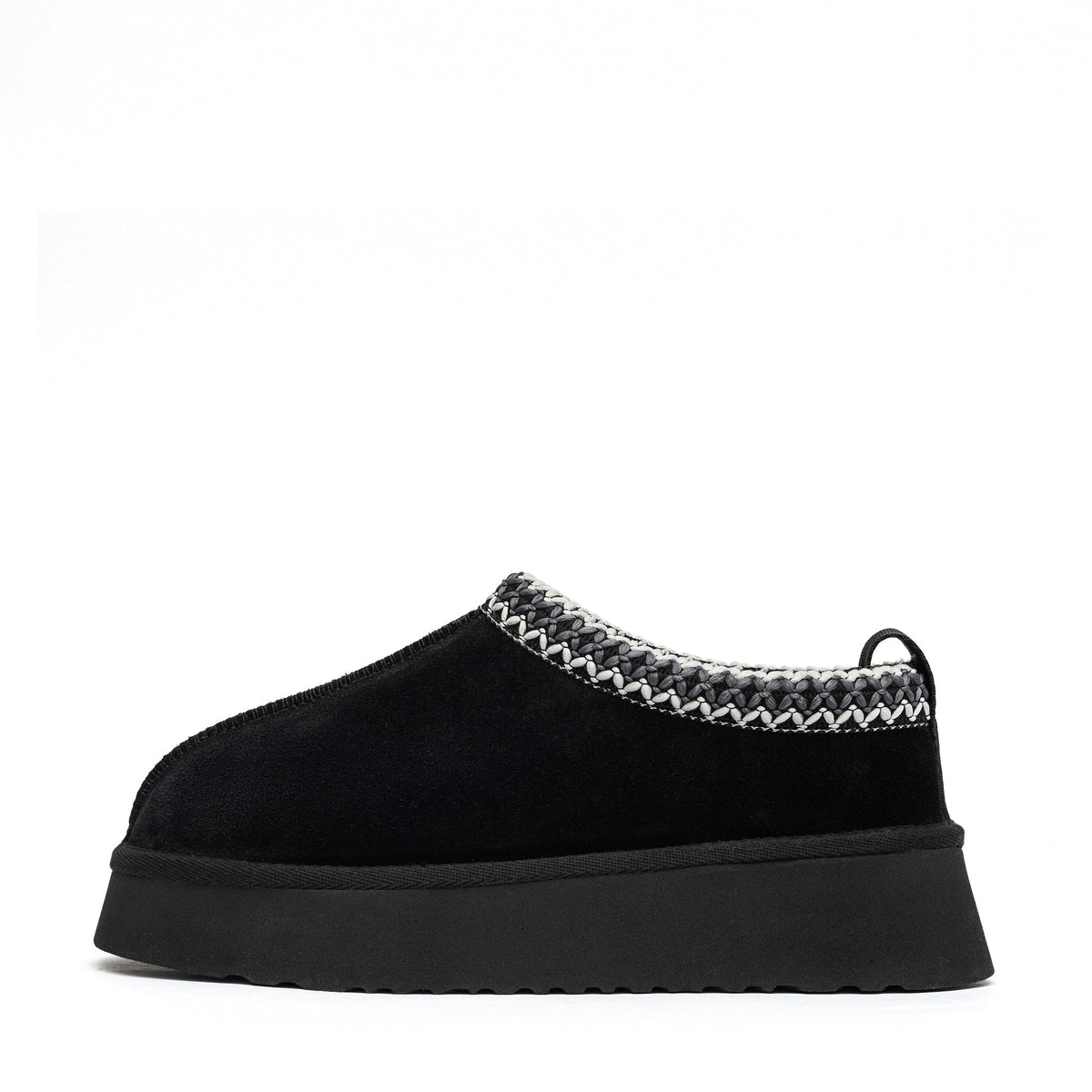 Black Alaska Shearling Slippers in boot style from Alaska Outerwear Company, featuring cozy shearling lining and durable exterior.